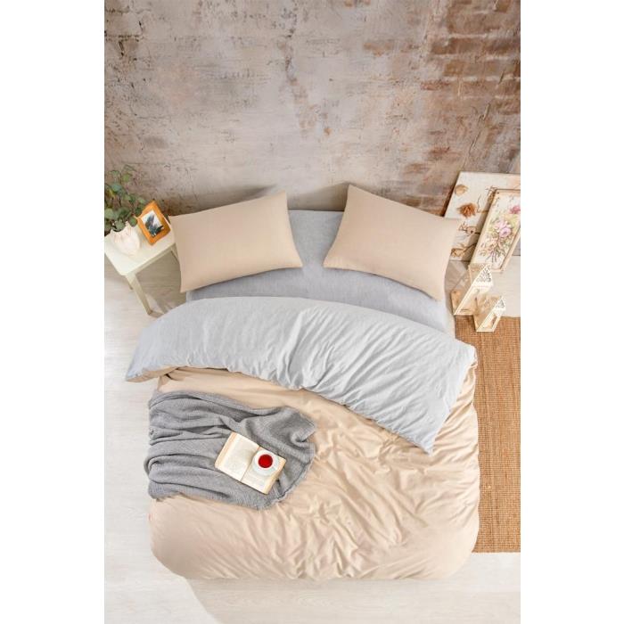 Solid Color Single Duvet Cover Set Beige