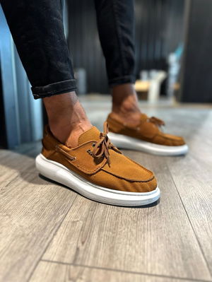 High Sole Seasonal Suede Shoes Tan