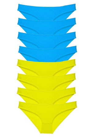 8pcs Super Eco Set Lycra Women Slip Panties Yellow Blue