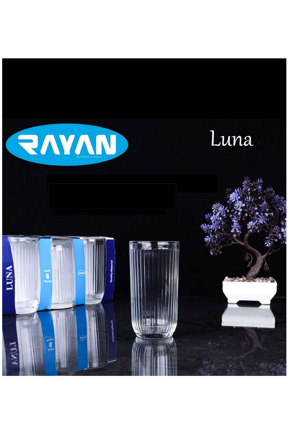 Rayan Luna 6-Piece Striped Water Glass