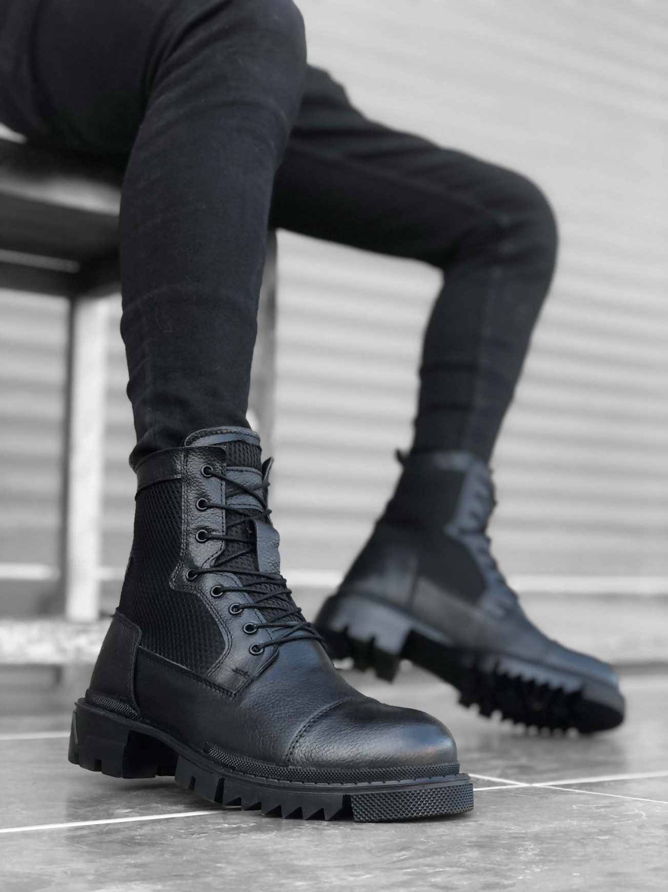 Inside Out Genuine Leather Black Men's Boots