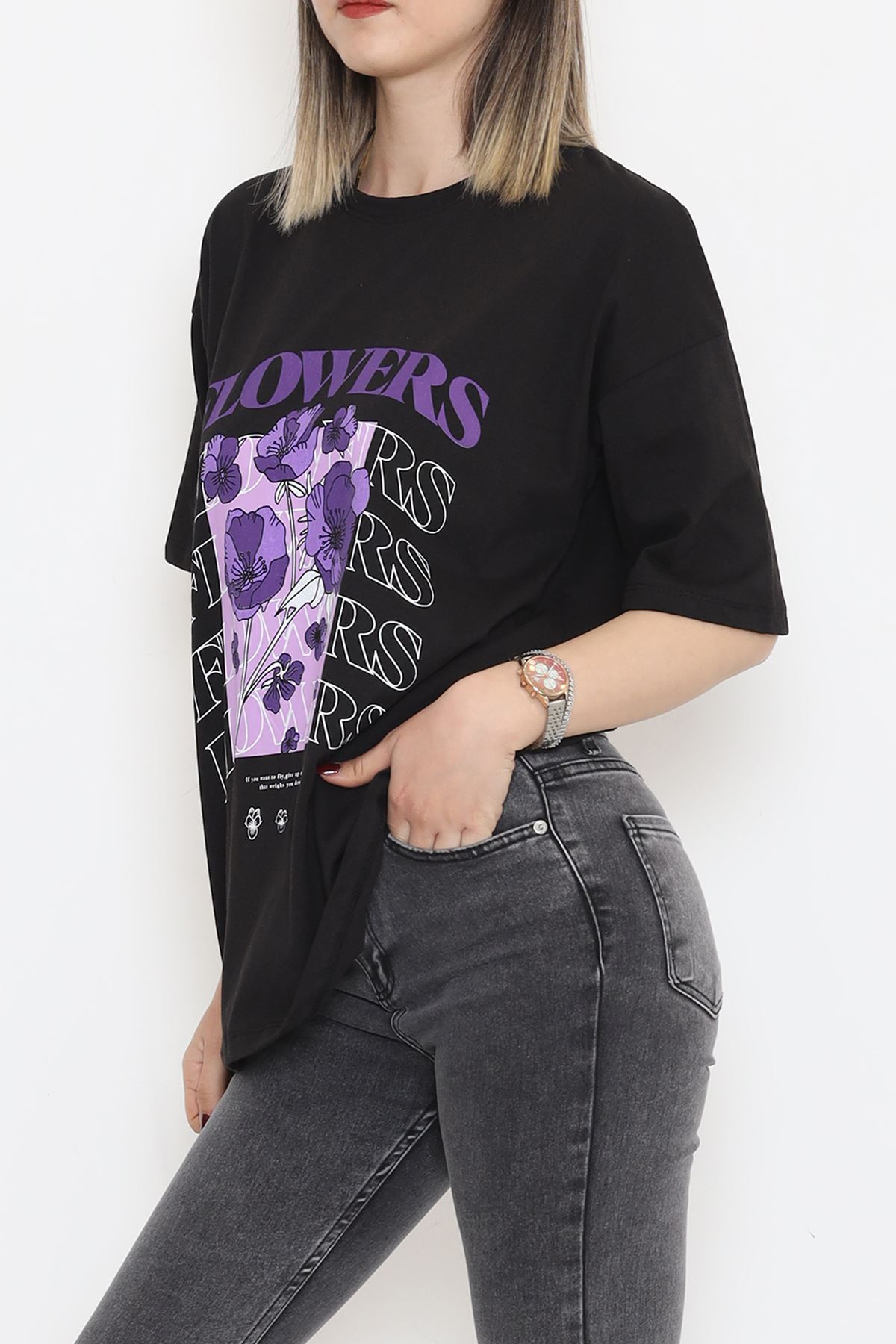 Printed Oversized T-Shirt Black