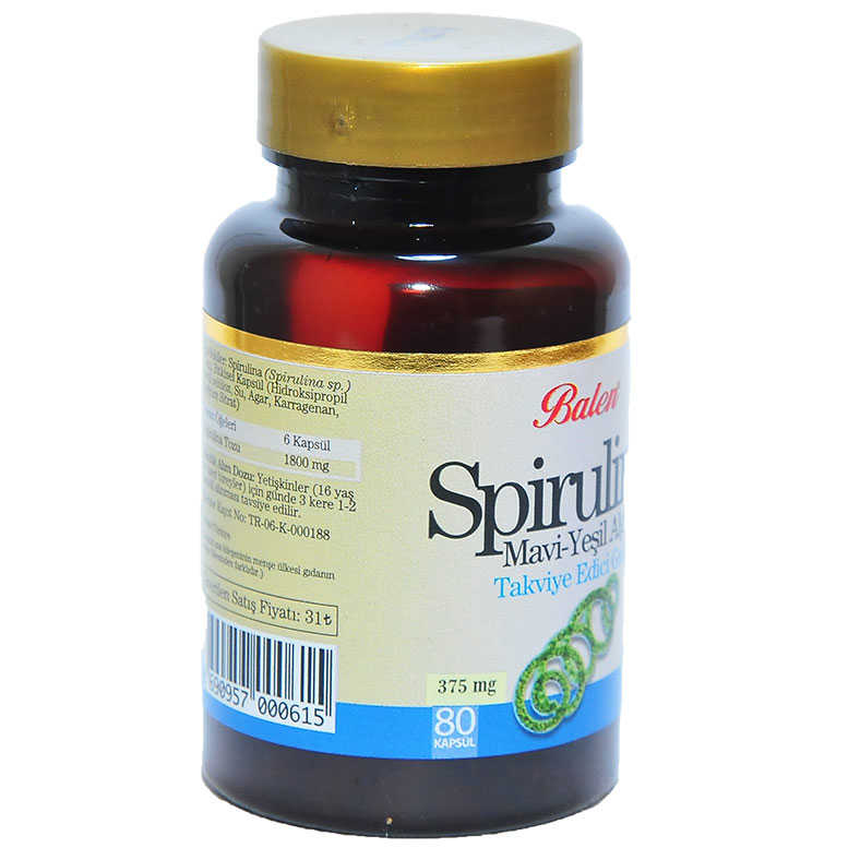 Spirulina Blue-Green Algae 80 Capsules