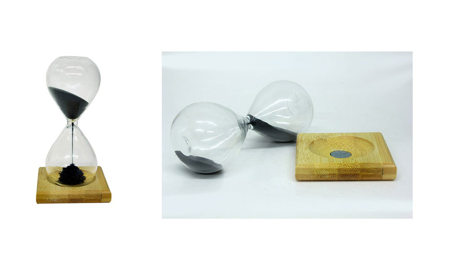 Magnet Magnetic Hourglass with Wooden Stand