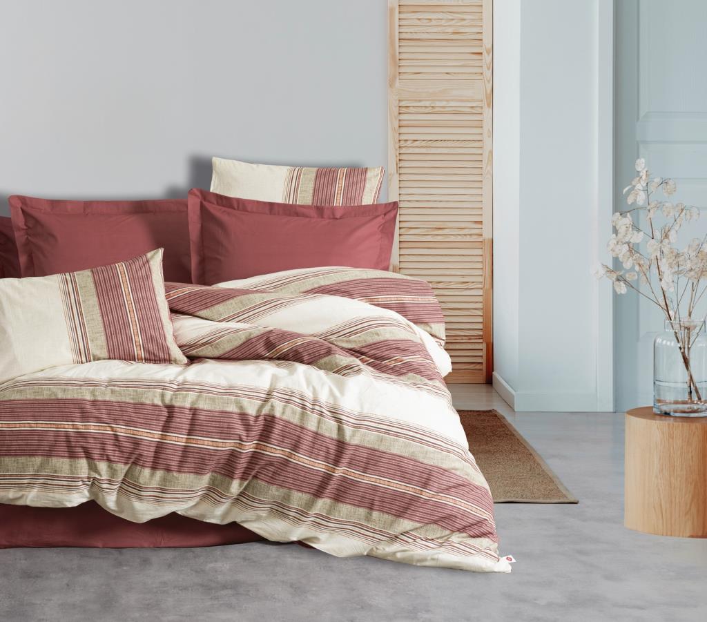 Line Duvet Cover Set Double Kenway Burgundy