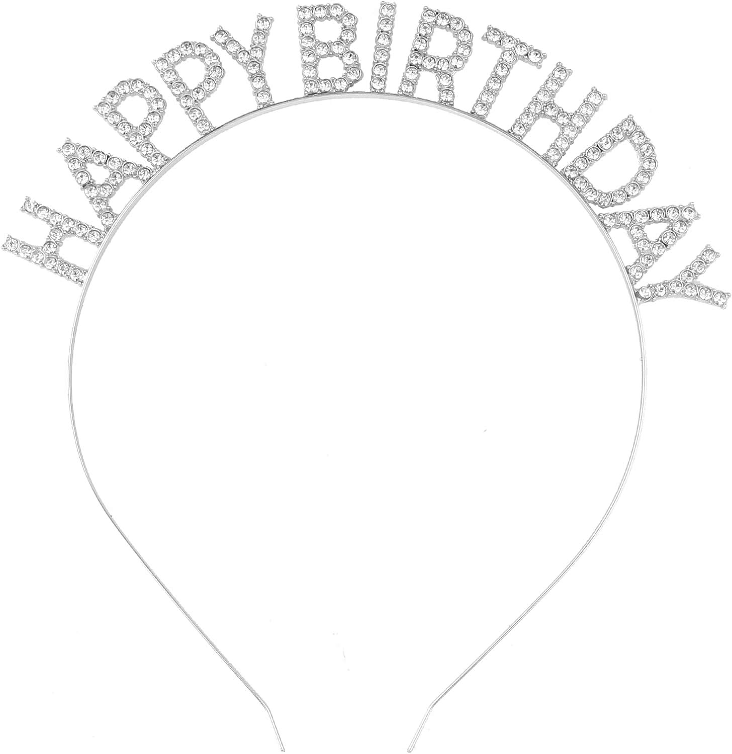 Silver Happy Birthday Birthday Crown with Crystal Stones Imported Product A Quality 17x16 cm