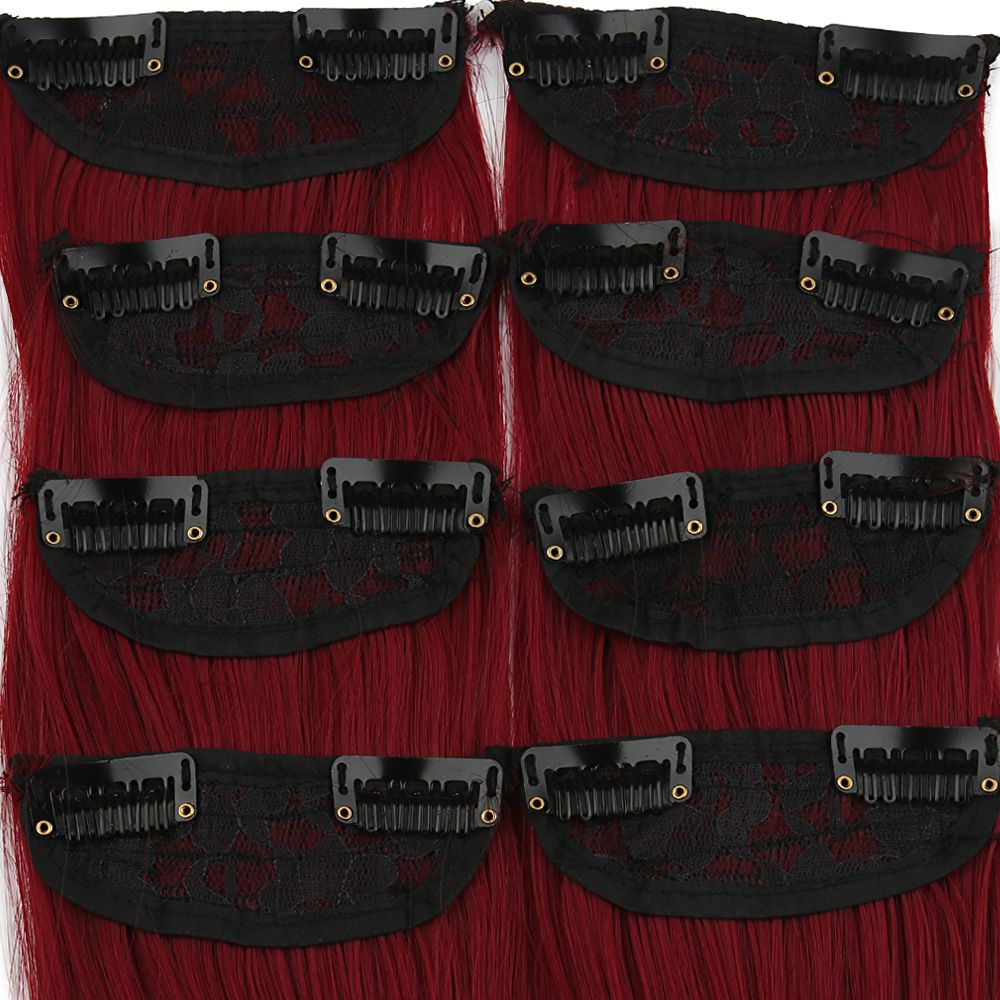 Kanekalon Fiber Synthetic Flat 8 Piece Hair Snaps / Red