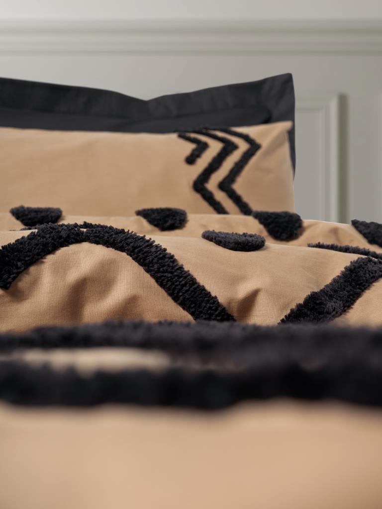 Puff Embroidered Ranforce Double Duvet Cover Set Elio Copper Black