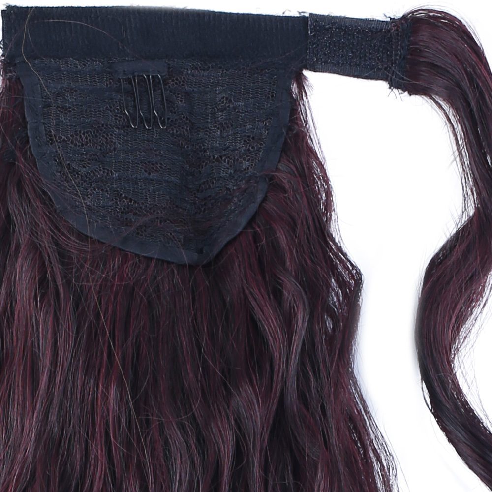 Tie-Up Fluffy Wavy Ponytail / Dark Red