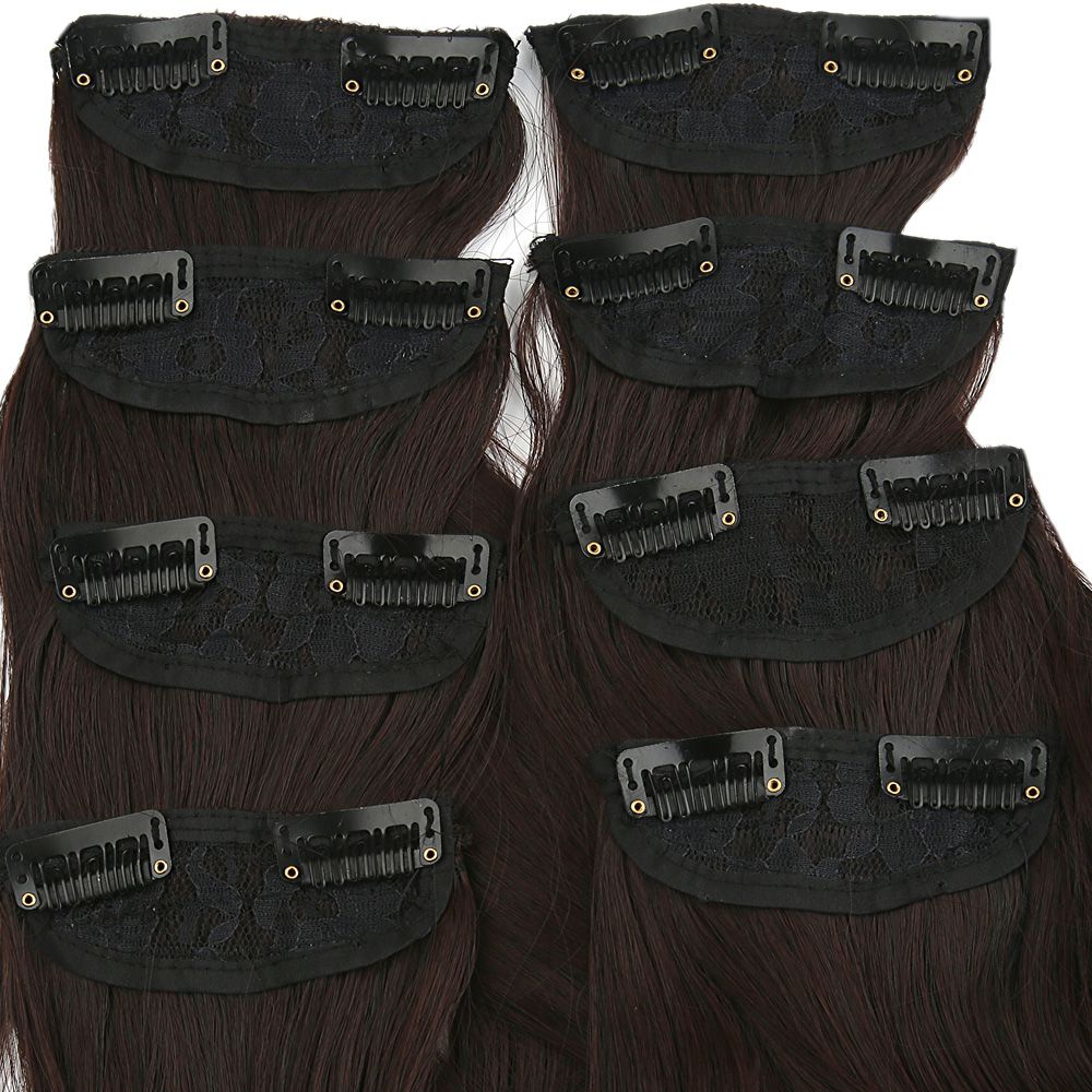 Kanekalon Fiber Synthetic Wavy 8 Piece Hair Snaps / Dark Brown