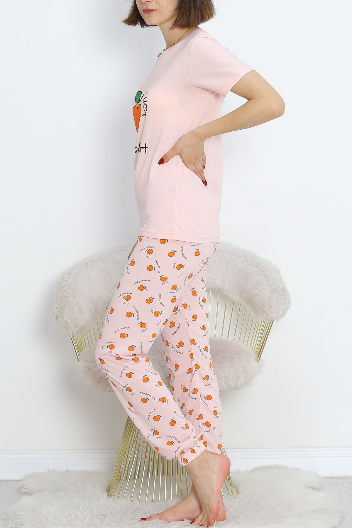 Patterned Pajama Set Powder