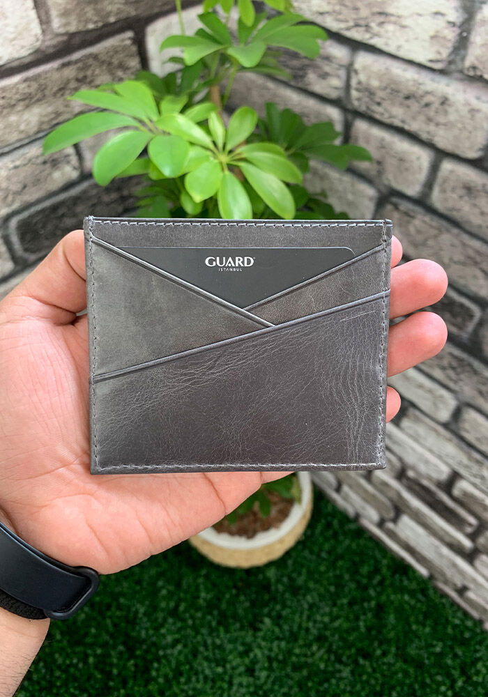 Antique Gray Genuine Leather Card Holder