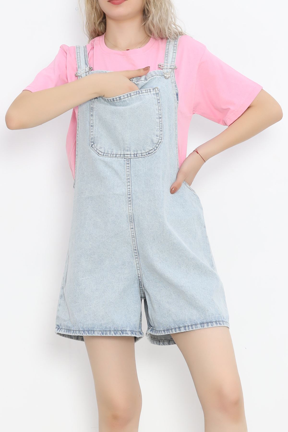 Denim Salopet with Shorts Ice Blue