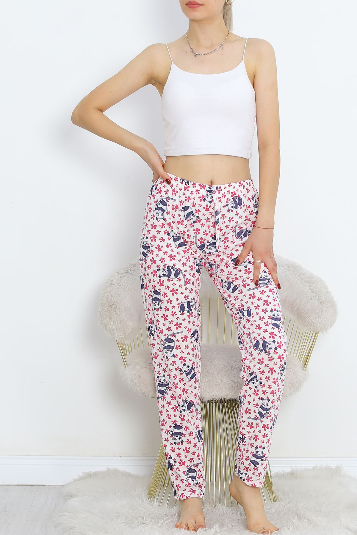 Pajama bottoms white and pink