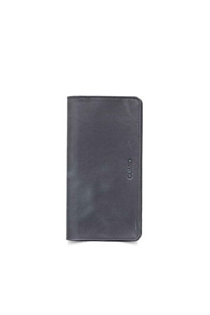 Antique Black Leather Men's/Women's Portfolio Wallet with Phone Entry