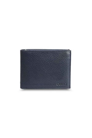 Navy Blue Leather Men's Wallet with Coin Compartment