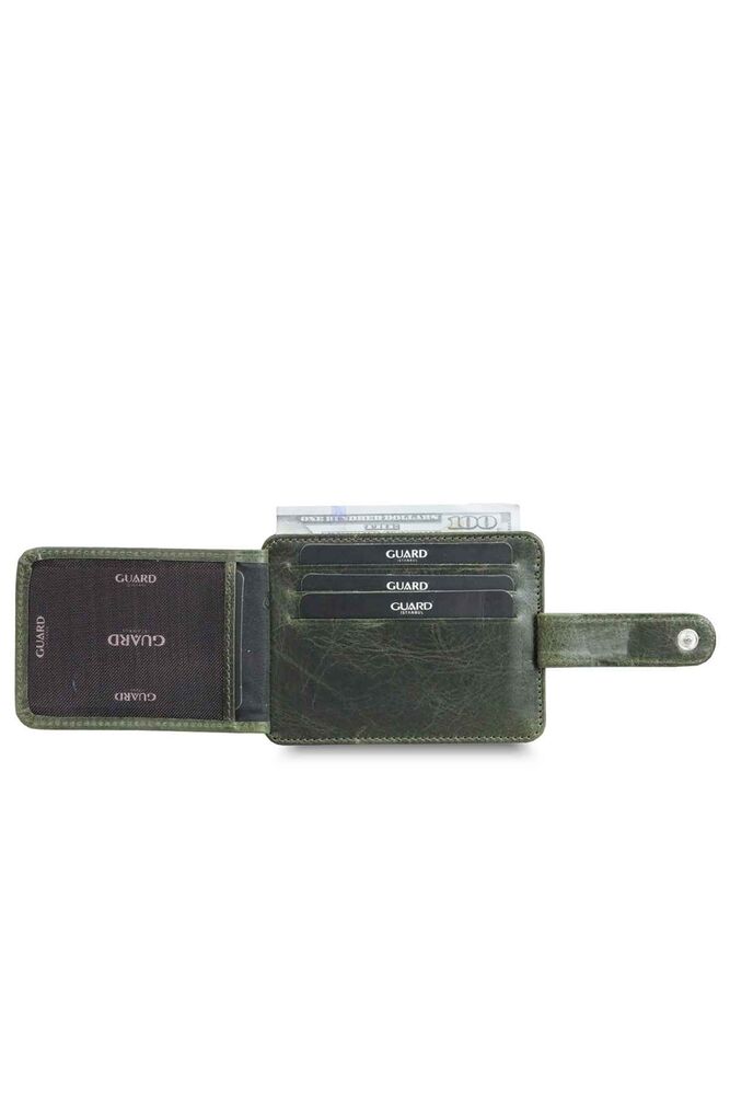 Vertical Crazy Green Leather Card Holder