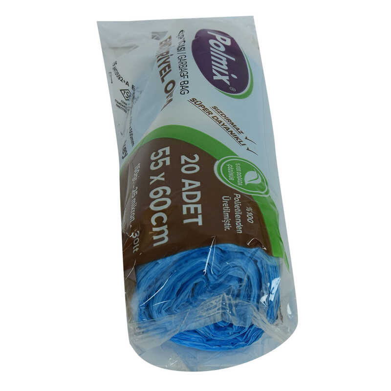 Garbage Bag Medium 55x60Cm 150Gr 25Mikron 30Lt Blue Roll 20 Pieces