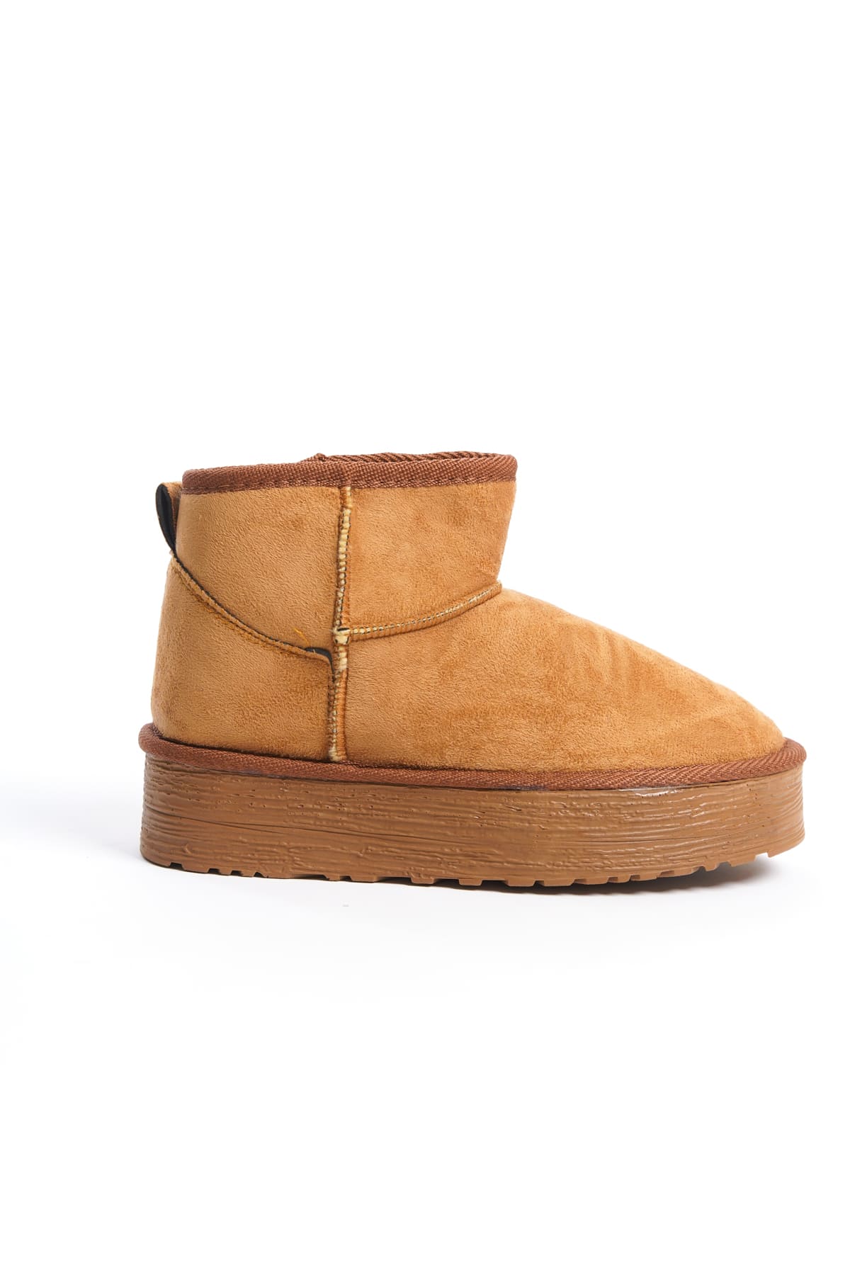 CLZ948 Unlaced Flat and Thick Sole Short Suede Women's Boots with Sheepskin Inside TT Taba