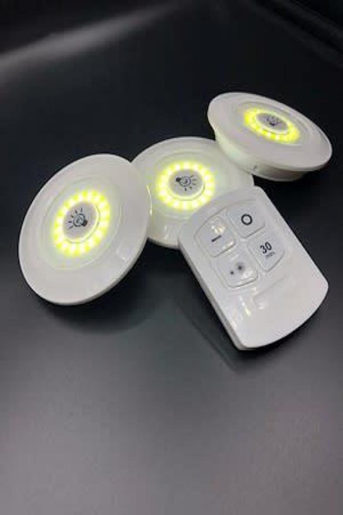 3-Light Remote Control Adhesive Wireless Led Spotlights with Adhesive