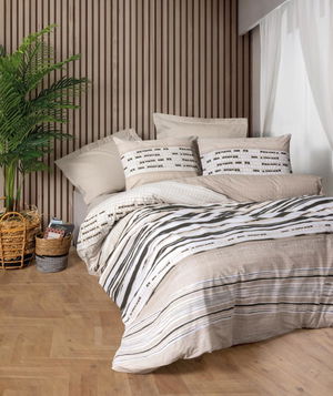 Line Duvet Cover Set Double Perry Beige