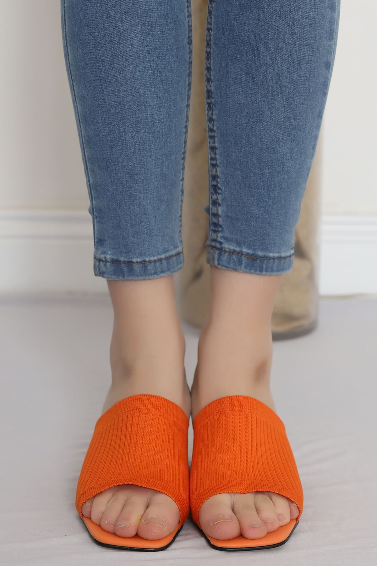 5 Cm Heeled Slippers Oranj