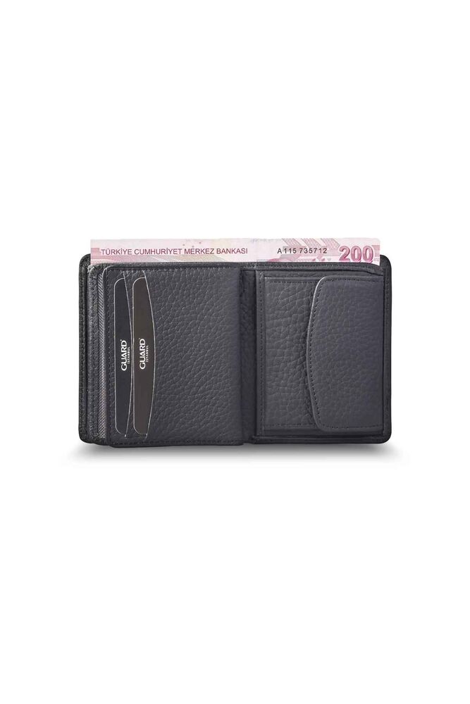 Matte Black Leather Men's Wallet with Coin Entry