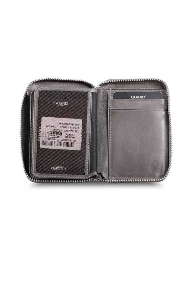 Antique Gray Leather Mini Wallet with Zipper