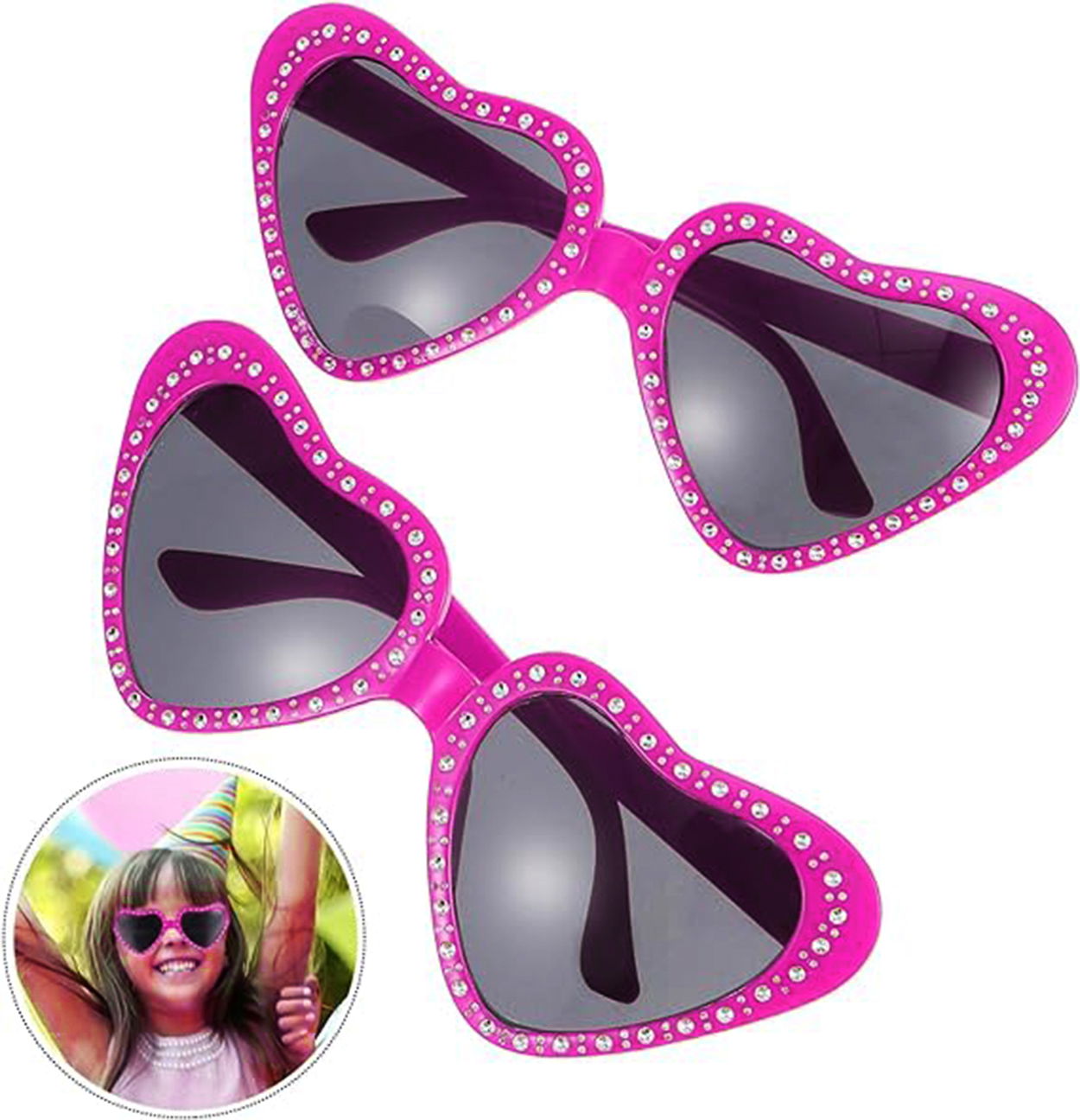 Heart Shaped Stones Party Glasses Pink Color 6x16 cm