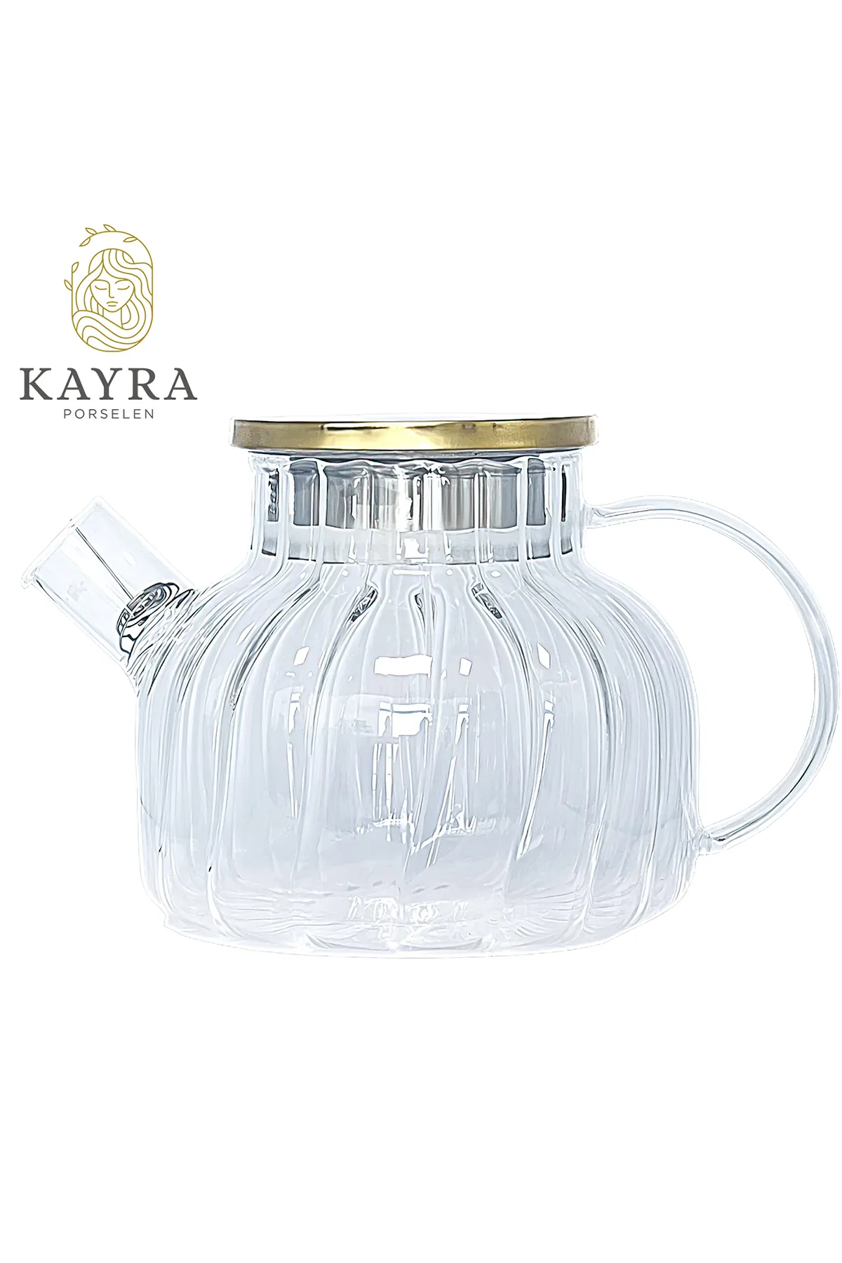 Steel Lid Borosilicate Sliced Model Glass Teapot with Strainer Herbal Teas 1000 Ml Turk-CM-2001