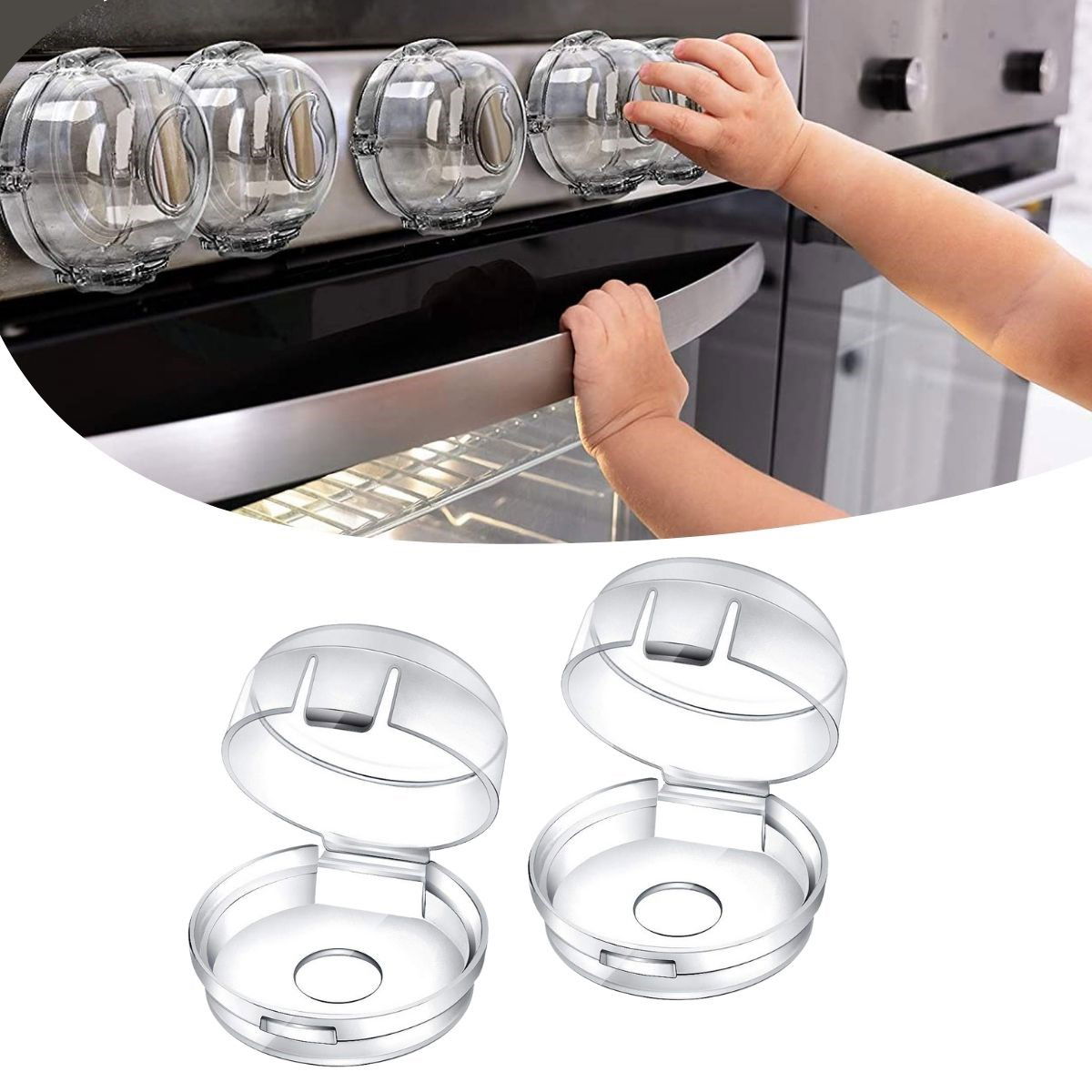 Set of 4 Cooker-Oven Button Protector Locking Safety Covers