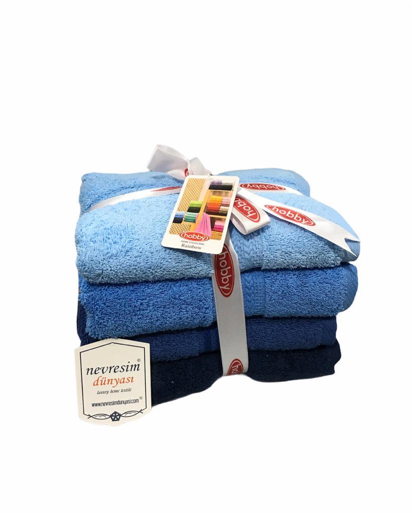 4 pcs 50x90 Towel Set Blue