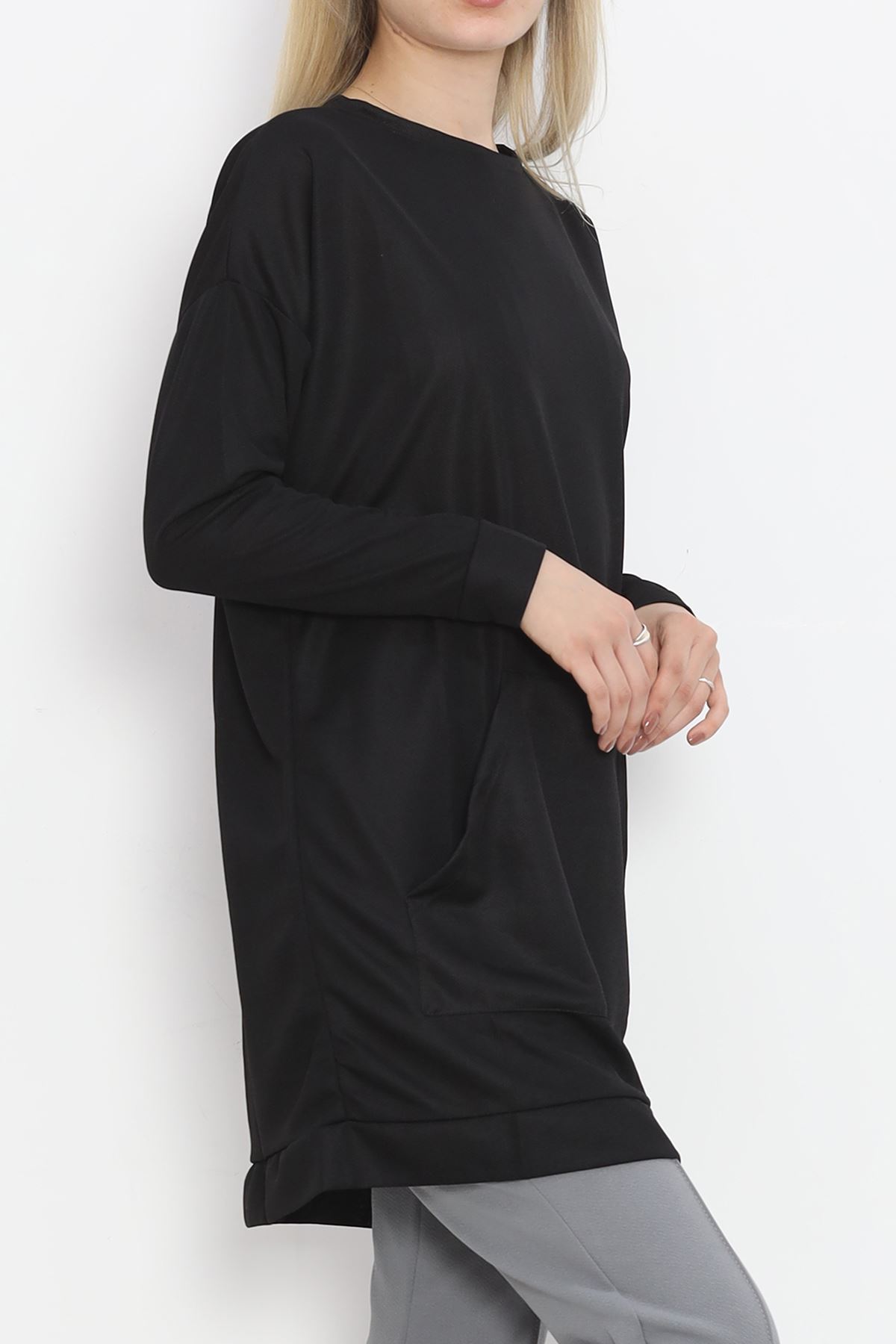 Kangaroo Pocket Tunic Black