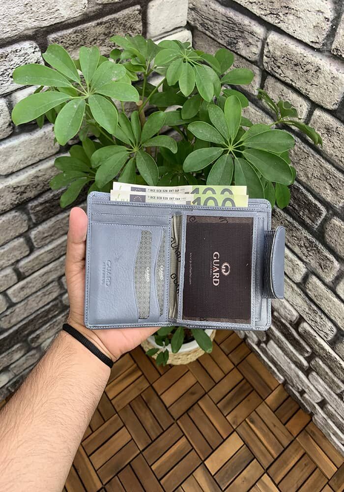 Gray Compartment Leather Lady Wallet