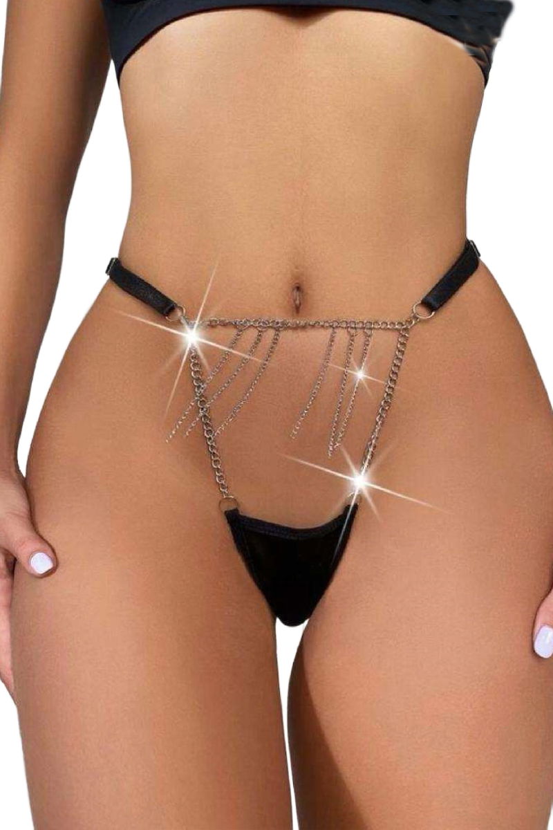 Women's Fancy Lingerie Thong Panties Perfect Fall D258 Black