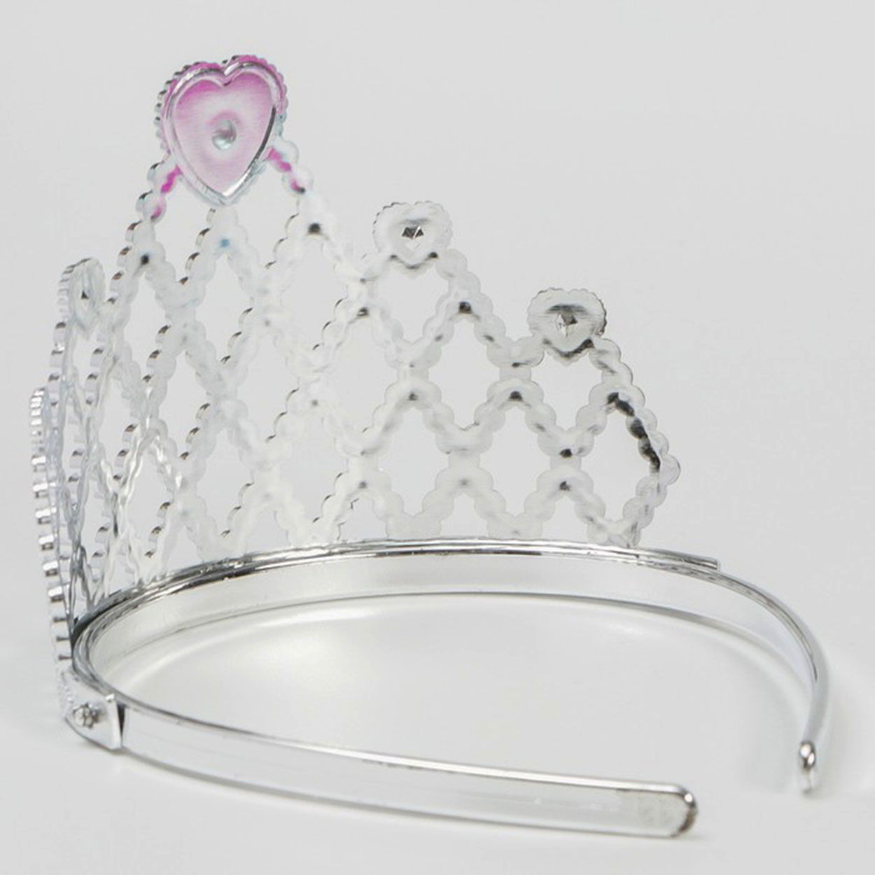 Fuchsia Heart Silver Color Queen Crown Princess Crown