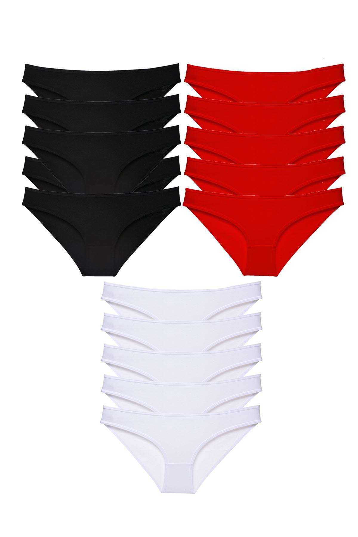 15pcs Super Eco Set Lycra Women Slip Panties Black Red White