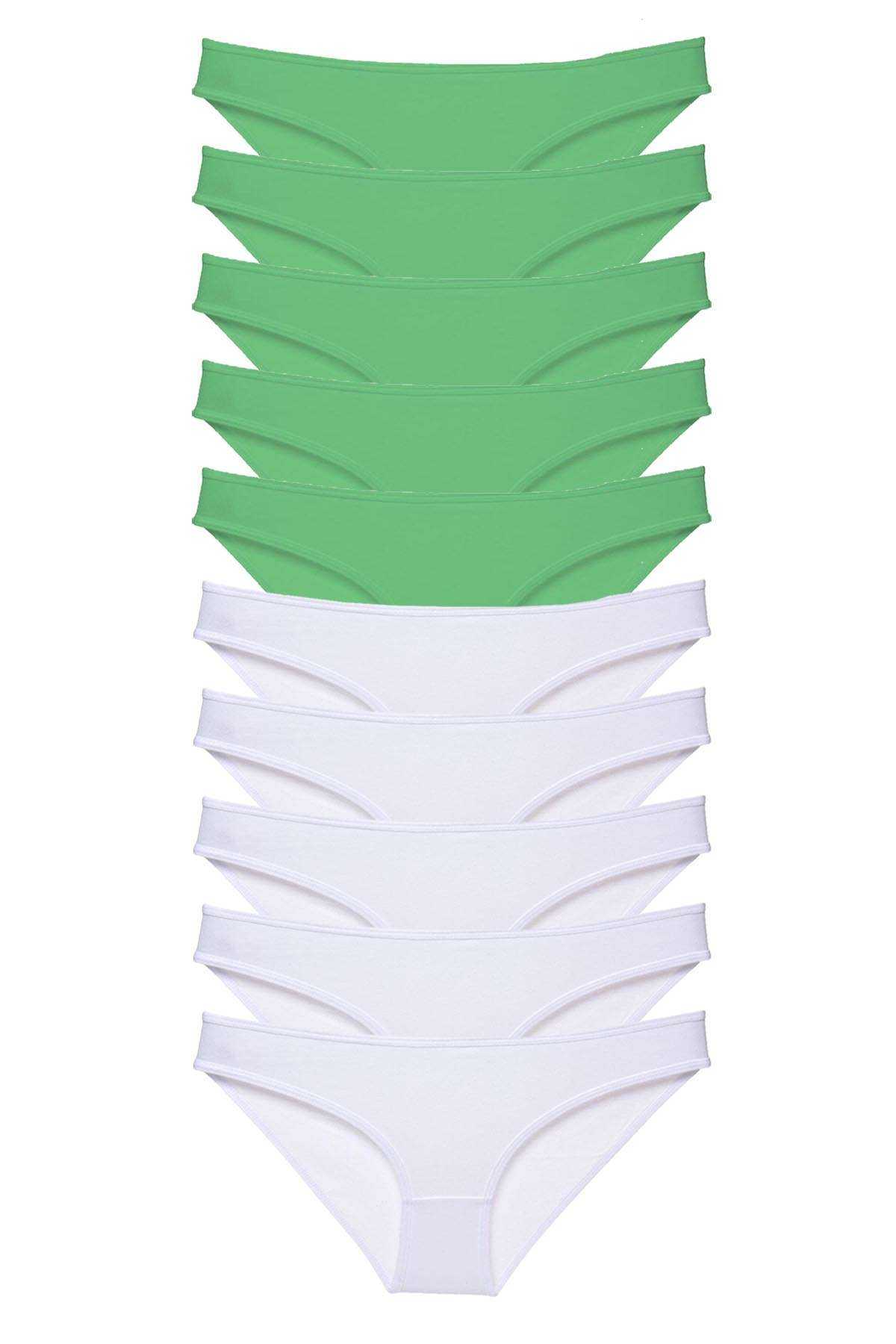 10pcs Eco Set Lycra Women Slip Panties Green White