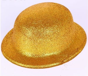 Gold Color Round Glitter Plastic Party Hat