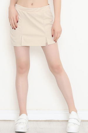 Scuba Fabric Shorts Skirt Beige