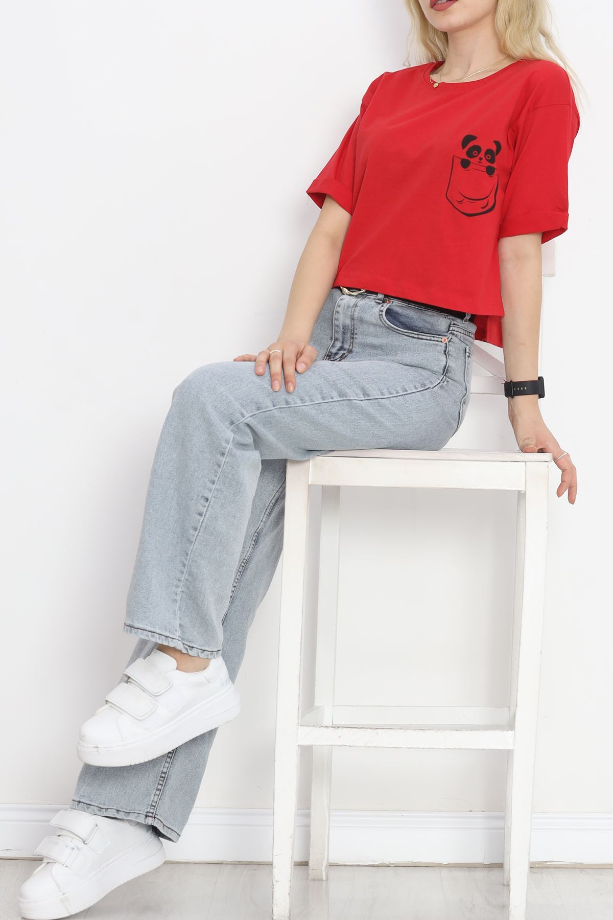 Printed Crop T-shirt Red