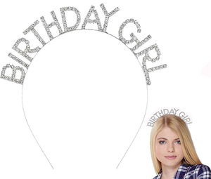 Birthday Girl Birthday Crown with Silver Crystal Stones Imported Product A Quality 17x16 cm