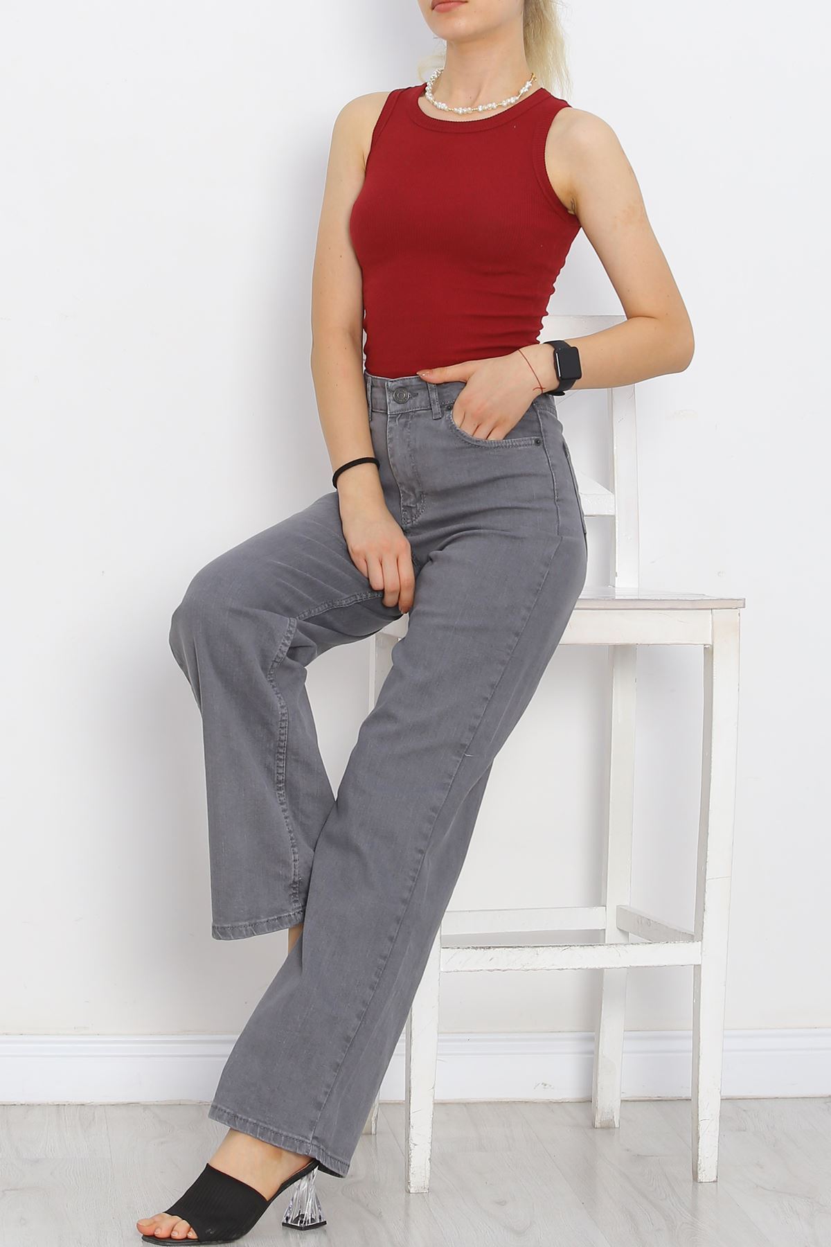 Palazzo Jeans Pants Light Smoked1