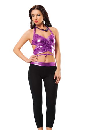 Purple Leather (Lame) Bustier & Leggings Nightdress