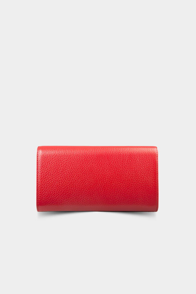 Red Zippered Leather Ladies Wallet