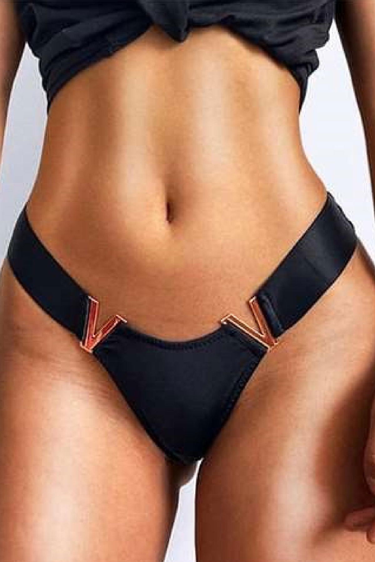 Women's Fancy Lingerie Thong Panties Perfect Fall 114 Black - Turk