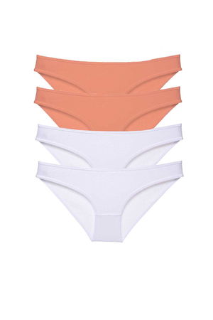 4pcs Eco Set Lycra Women Slip Panties Powder White