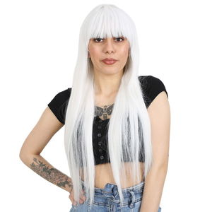 Kanekalon Fiber Synthetic Wig with Long Bangs / White