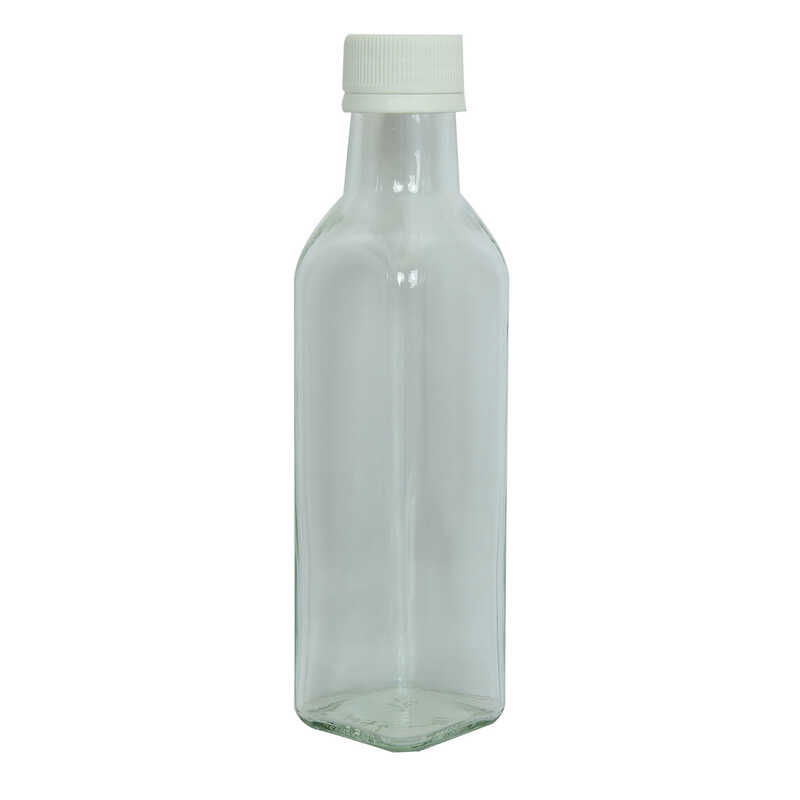 Empty Glass Bottle with Ziplock Cap Transparent Color 250 cc