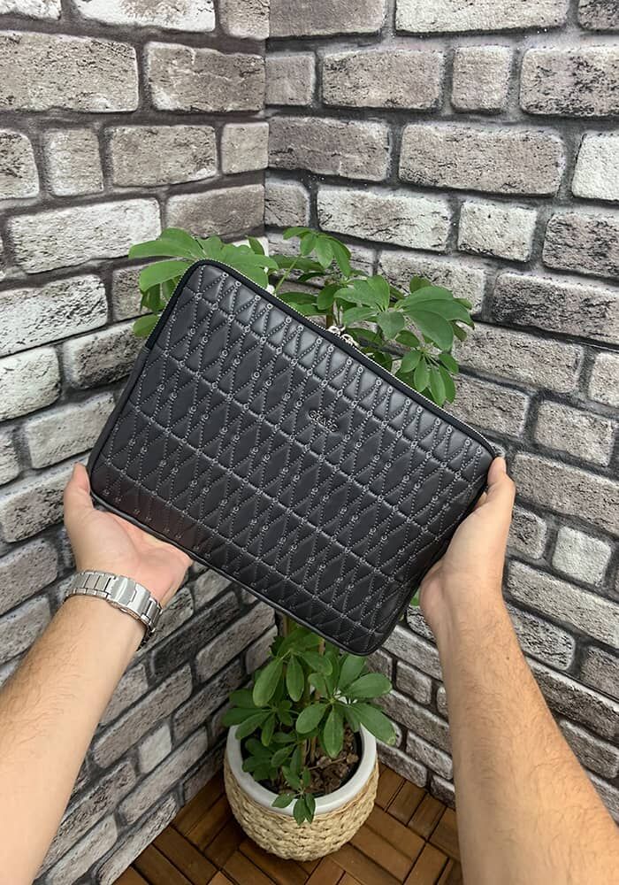 Anthracite Clutch Bag with Embroidery Pattern